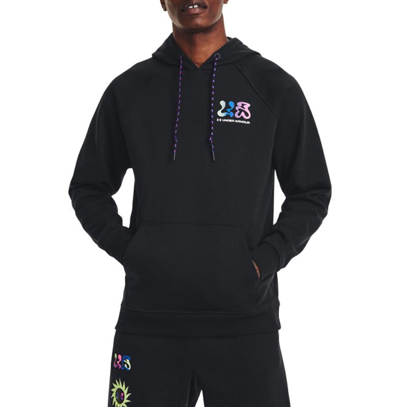 Under Armour Sudaderas Elevadas Hombre Negro con Capucha Moderada Regular 1373844-001