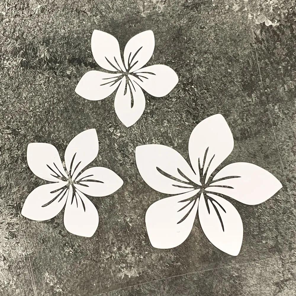 3pcs Pretty Flower Car Stickers for Auto Rear Window Bumper Body Helmet Cover Scratches Waterproof Blossom Motorcycle Decals