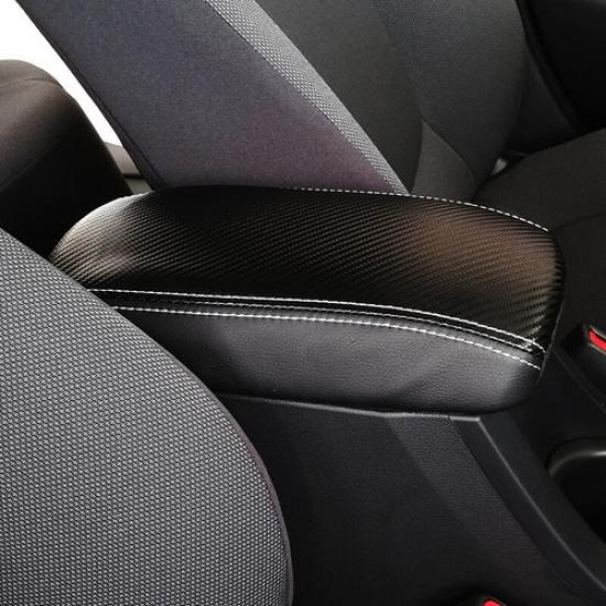Carbon Fiber + Black Leather Car Armrest Box Protect Cover For Corolla 20 21 22