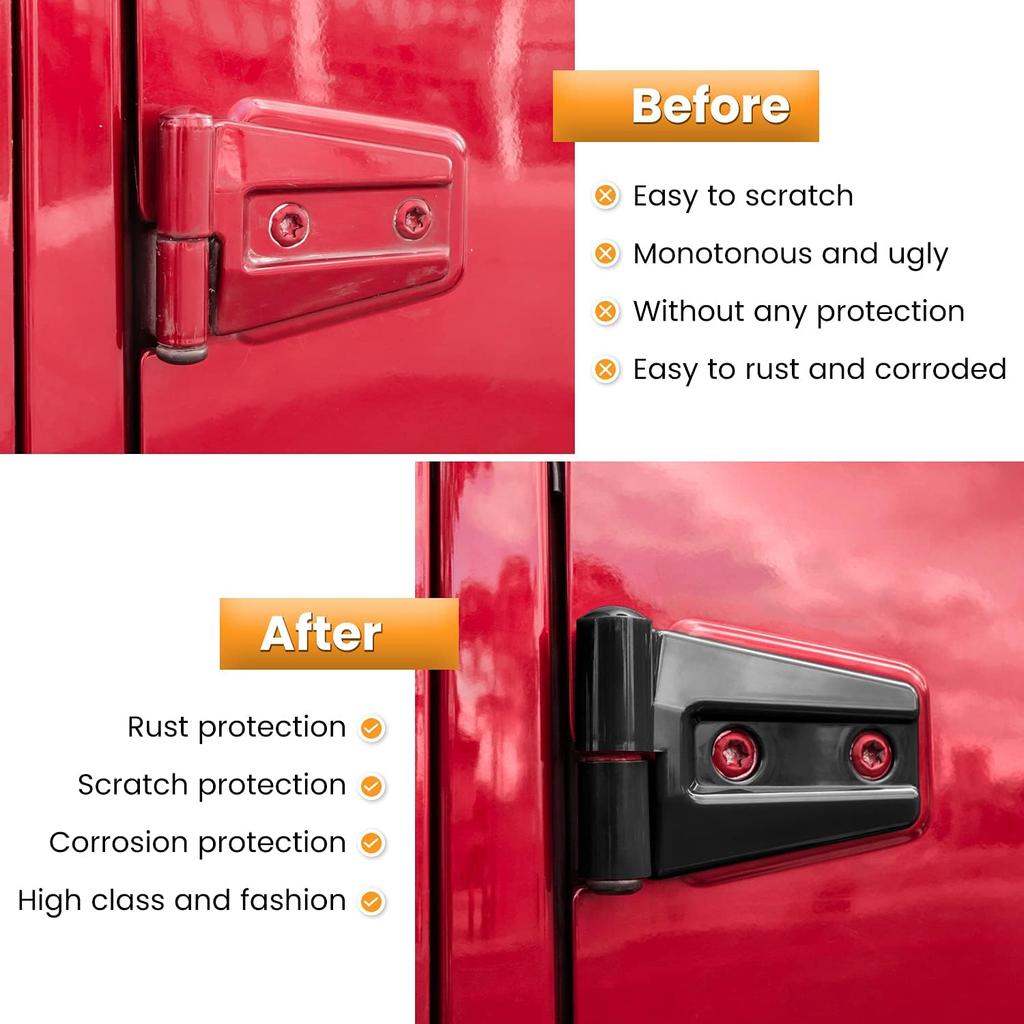 Door Hinge Cover Trim Exterior Accessories For Jeep Wrangler JK JKU Sport Rubicon Sahara X Unlimited 2-Door & 4-Door 2007-2018 (Black 8PCS)