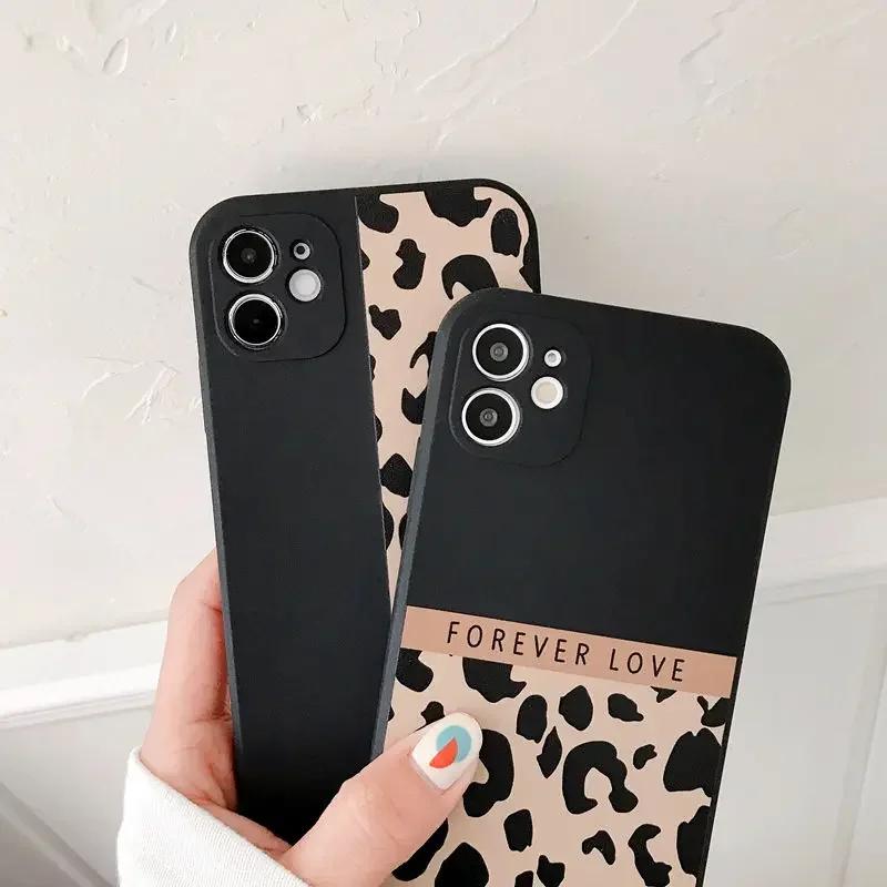 New Leopard Phone Case For iPhone 16 15 14 12 11 13 Pro Max Mini 7 8 Plus X XS XR SE Luxury Shockproof Black Soft Cover Fundas