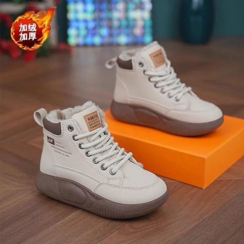 Fleece-Sportschuh kleine weiße Schuhe Damen Baumwollstiefel Winter neu vielseitig verdickt warm Baumwollschuhe