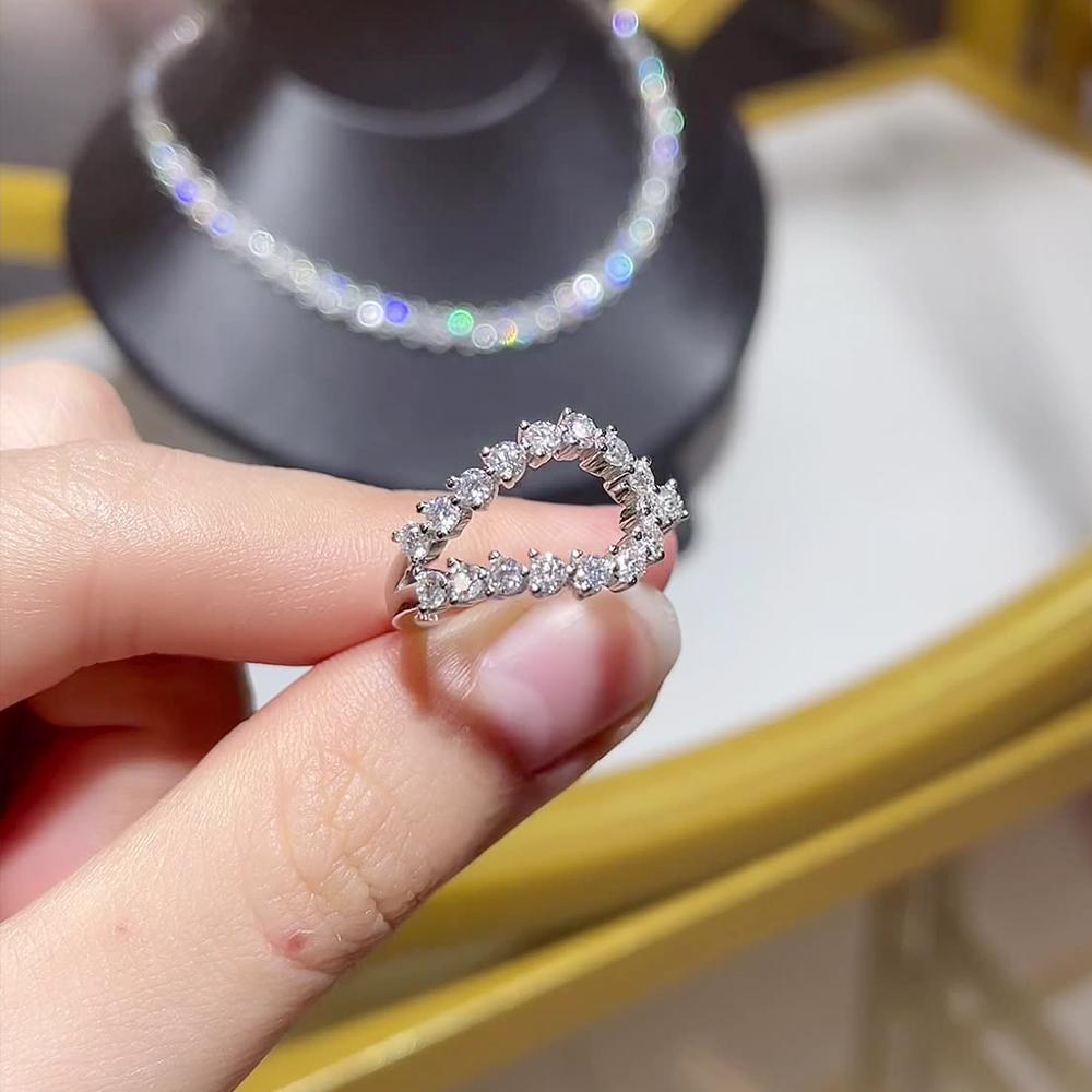 0.78cttw Full Moissanite Opening Rings for Women   CopperLab Diamond Row Ring Engagement Wedding Bands Jewelry GRA