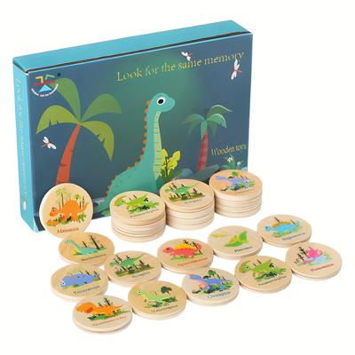 Holz Memory Spiel für Kinder Zuordnungsspiel Pädagogisch Dinosaurier, Tiere, Ozean um die gleichen Spielzeuge zu finden