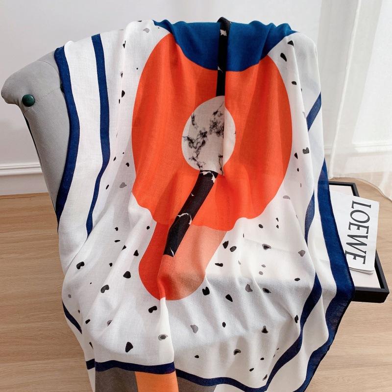 Cotton and Linen Scarf for Women In Autumn and Winter New Versatile Warm and Fashionable Letter Scarf Decorative Shawl