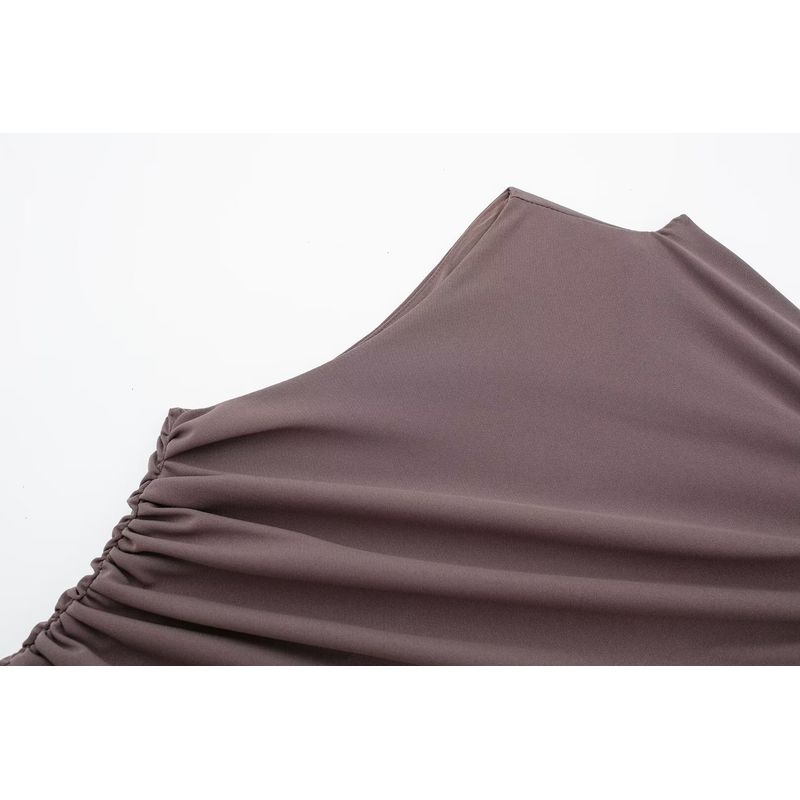 Women's New Silm Midi Skirt Dress Ruched Decoration