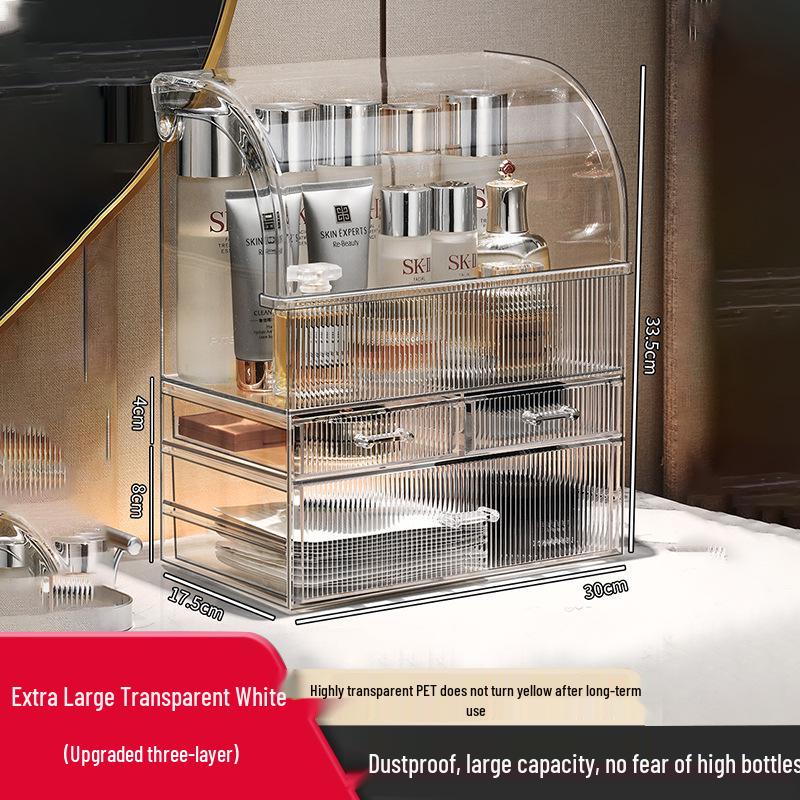 Dustproof Large-Capacity Cosmetic Storage Box for Lipstick & Skincare with Drawers