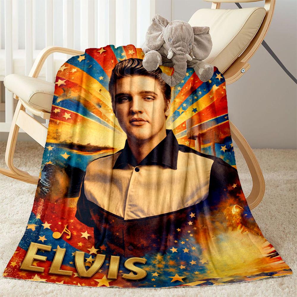 Elvis Presley Guitar Icon Blanket Soft Warm Cozy Suitable for Seaside Picnics Bedding Four Seasons Multipurpose Digital Print