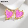 Korean 18K Rose Gold Heart Stud Earrings: Fashionable Pink Gold Design In Titanium Steel