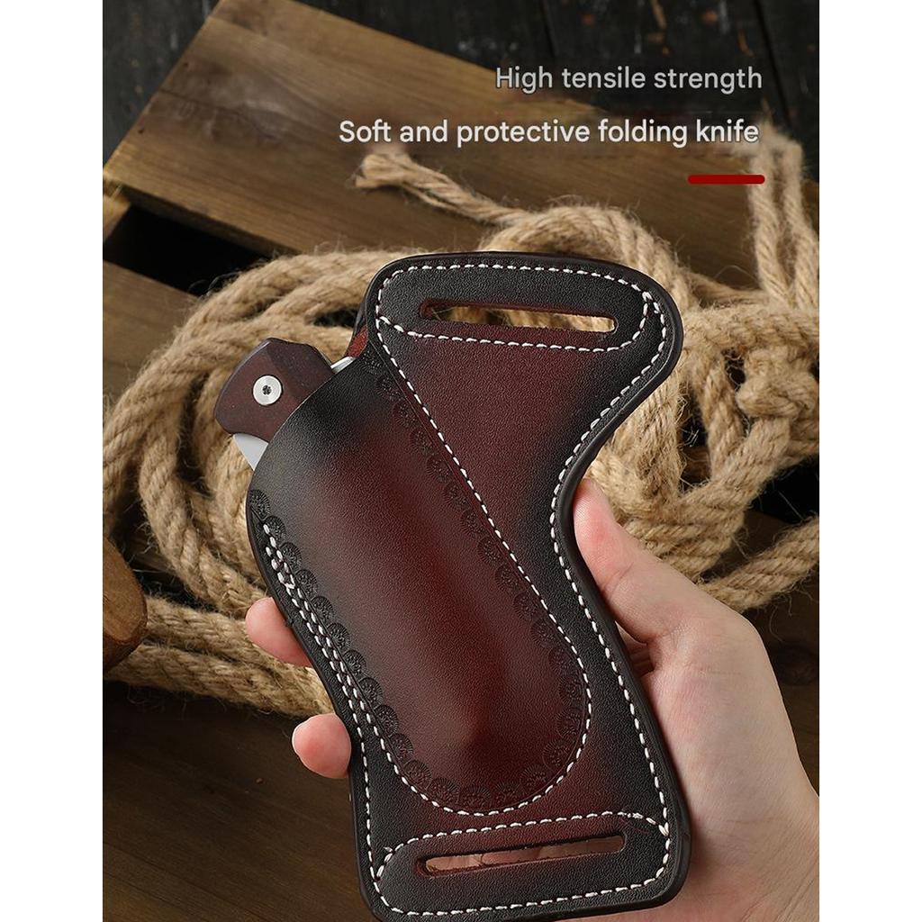 Sturdy Genuine Leather Blade Sheath Providing High Strength Protection and Belt Loop Convenience Portable Tool Cover