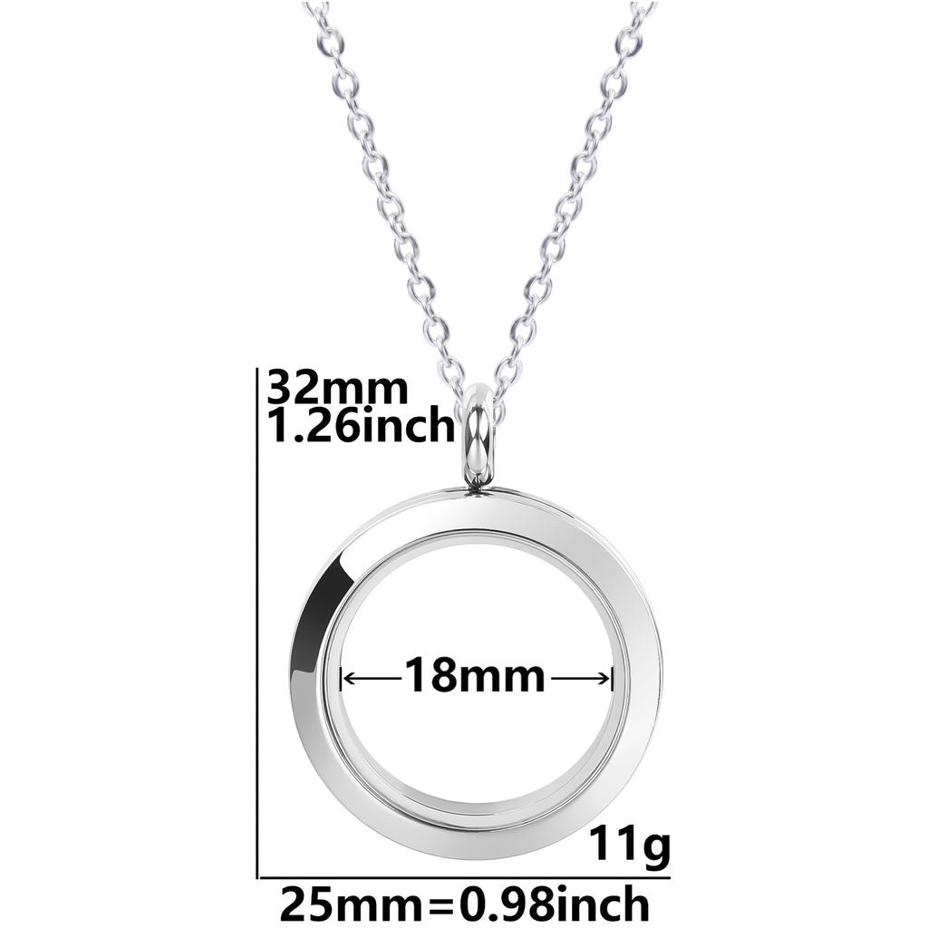 1Pc Stainless Steel Openable Glass Medaillon Coin Holder Collar Jewelry Round Reliquary Photo Floating Locket Pendant Necklaces