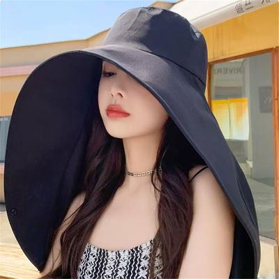 New Sun Hat Summer Sunshade Visor Big Hat Outdoor Sunprotection Fishing Hiking Neckprotection Shawl Bucket Hats Sun Supplies