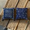 B-Blue Calico Cushion Cover Cushion Cover Pillowcase, Anti-Mite Invisible Zipper, Linen Sofa Cushion