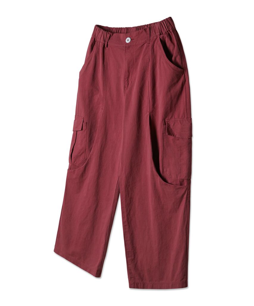 ALVINCLO [Deluxe] Washed Cotton Cargo Wide Elastic Waist Pants Dlx2924 (4 Colors)