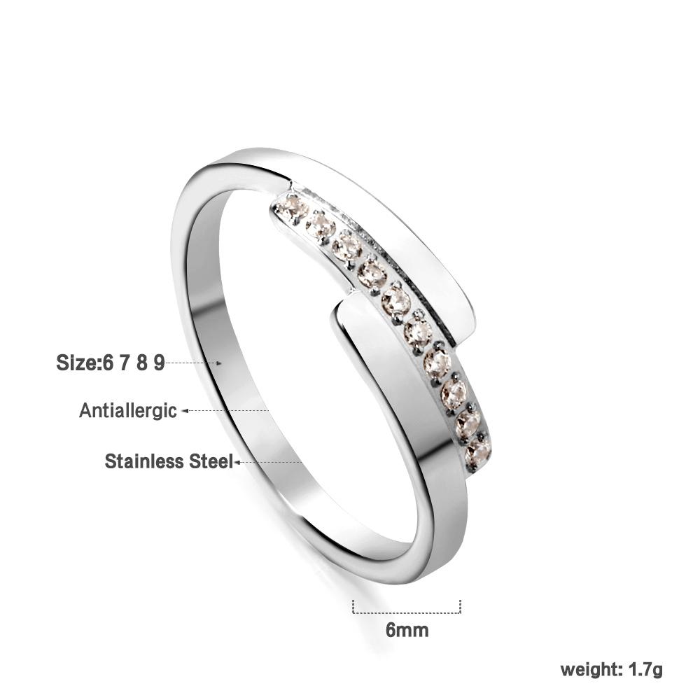Korean New Wedding Rings for Women Golden Stainless Steel Micro Paved Cubic Zircon Finger Engagement Luxury Jewelry 6