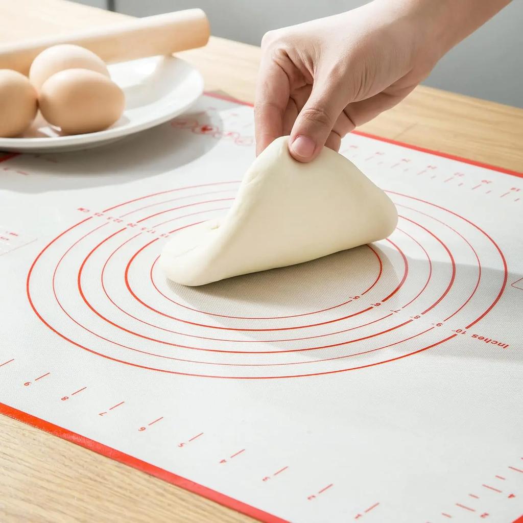 40*50cm Large Silicone Baking Mat Non Slip Pastry Dough Mat Pie Crust Rolling Mat Fondant Placemat Oven Liner with Measurement