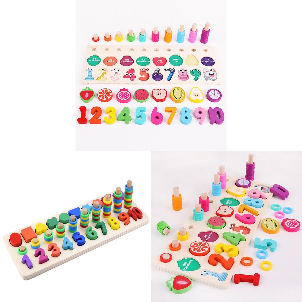 Wooden 3d Puzzle Board With Fruit Shapes For Kids Learning And Number Matching