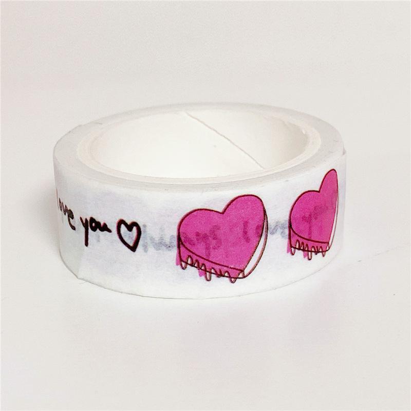5m Washi Tape Heart Cake Pattern Black White Decorative Paper Tape for Journaling Sealing Stickers Stationery Ins Style