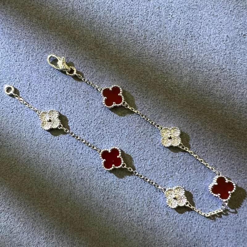 9MM Mini Six-flower Four-leaf Clover Bracelet White Mother-of-pearl Purple Chalcedony CNC Craft Simple and Versatile High-end Bracelet