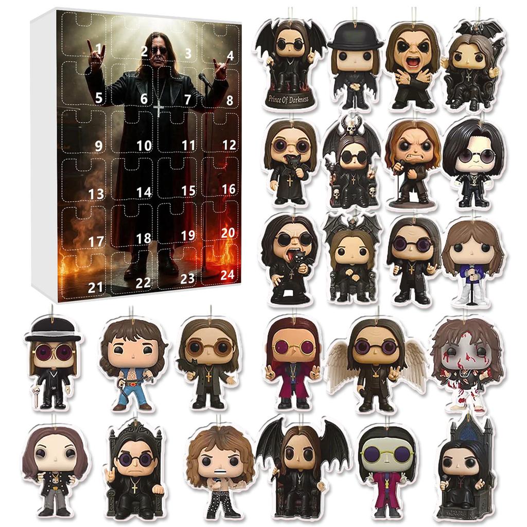 24 Days New Ozzy Osbourne Motorcycle Bell Advent Calendar Ozzy Osbourne 2D Acrylic Pendant Christmas Countdown Advent Calendar Gift