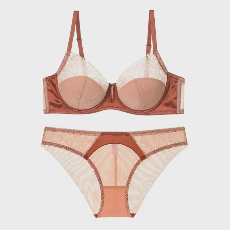 "Lace Half-Cup Push-Up Bra & Panty Set – Seamless and Sexy"