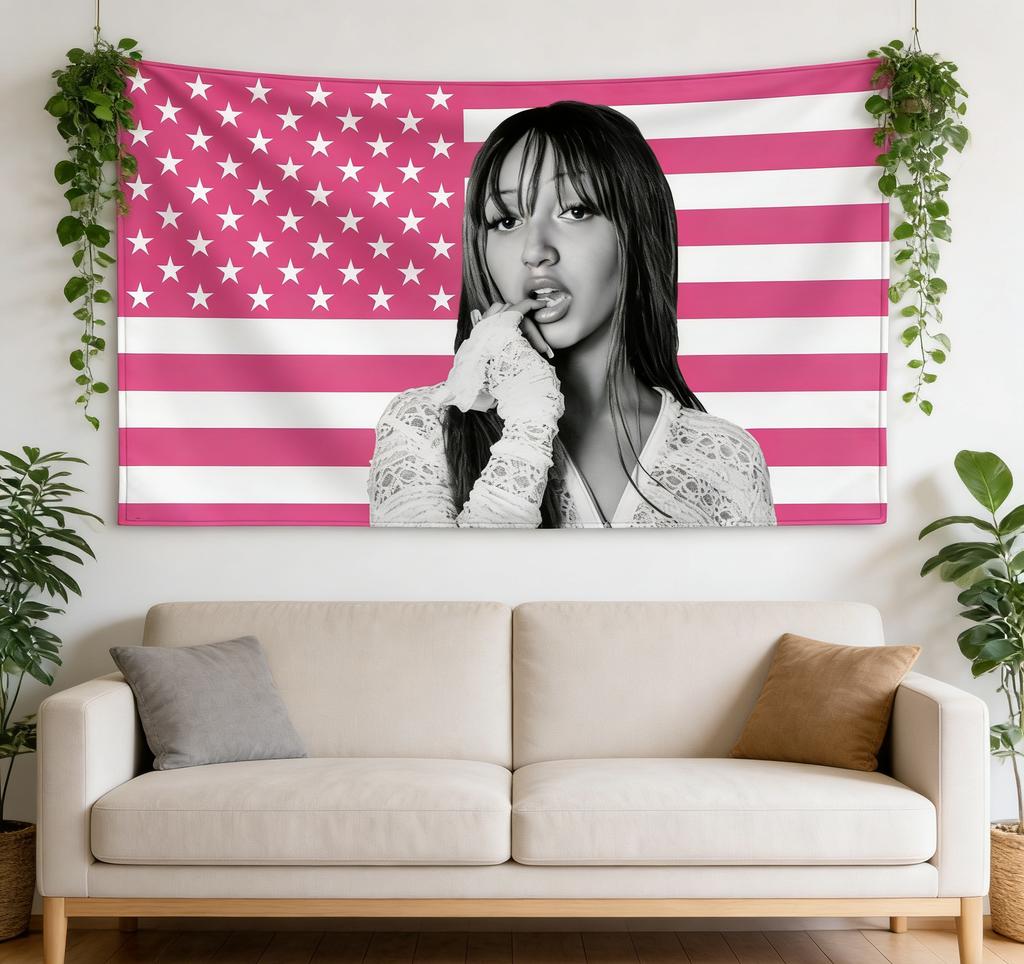 1 Stück Rosa USA Flagge Wandteppich Sänger Fan Geschenk Studentenwohnheim Schlafzimmer Wanddekor