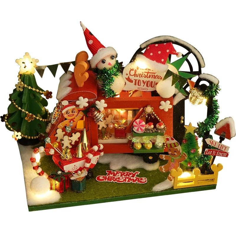 Christmas Gift Diy Dollhouse miniatures Tiny Houses Doll House miniaturas Home Toys Birthday Gifts Scene of the Magic Detecti