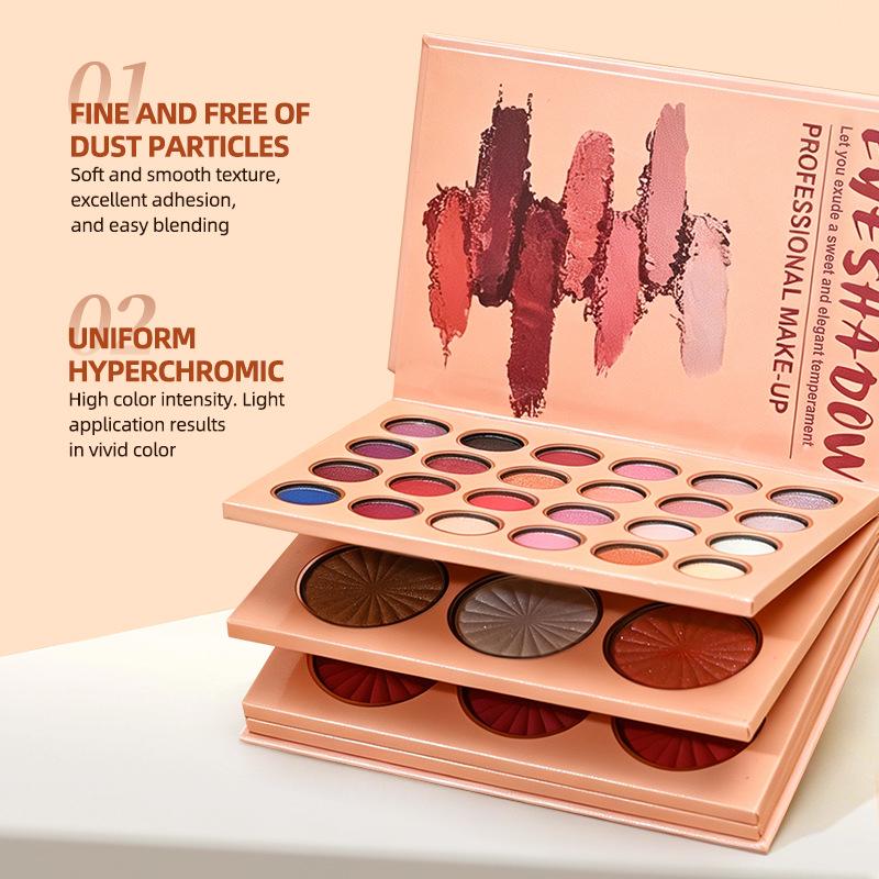 Cross-border E-commerce 4-in-1 Eyeshadow, Blush & Highlighter: Pearlescent Matte, Non-smudging, Easy-to-Apply.