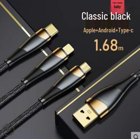 

Черный кабель для быстрой зарядки, выдвижной, плетеный, 3-в-1, для Android 1.2m 3-in-1 чёрный