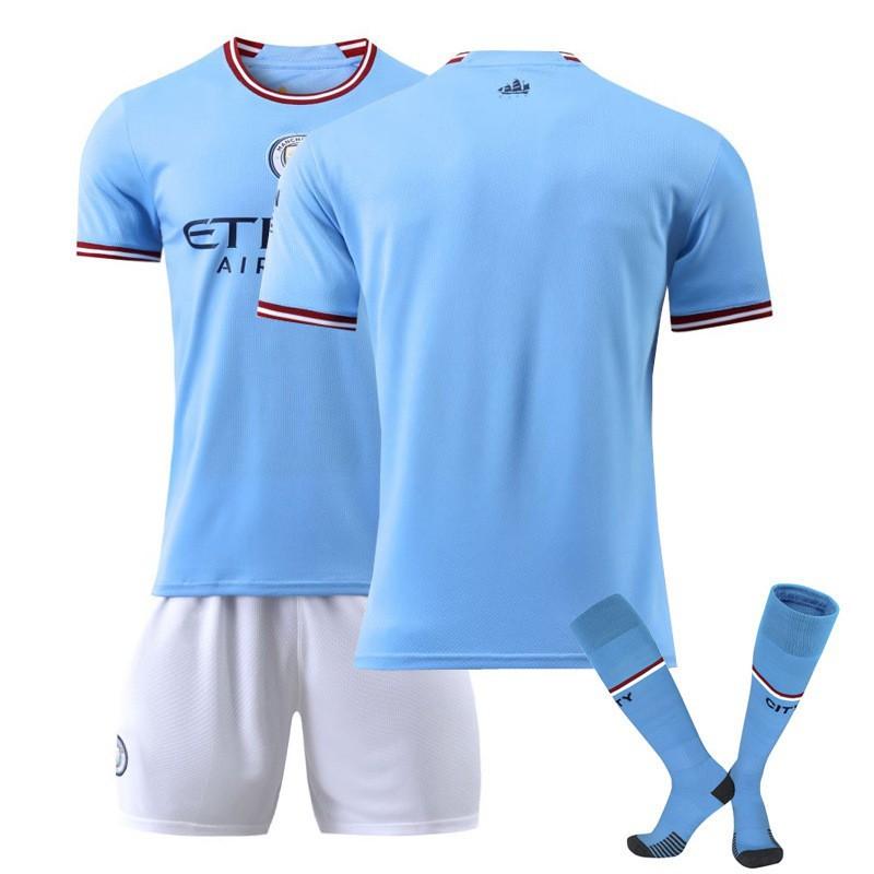 2223 Manchester City Jersey No. 17 De Braunet Home Away Children Adult 10 Aguero Football Set