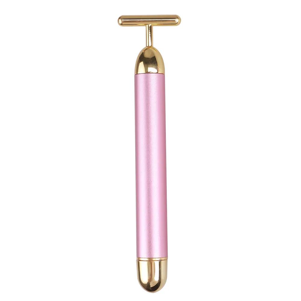 24K Gold Roller Vibrating Facial Massager Slimming Facial Skin Beauty Pulse Firming Face Massage Lift Tightening Wrinkle Bar