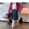 Women's High Waist Pleated Skirt A Line Slim Solid Color Preppy Mini Skirt Casual Skirt