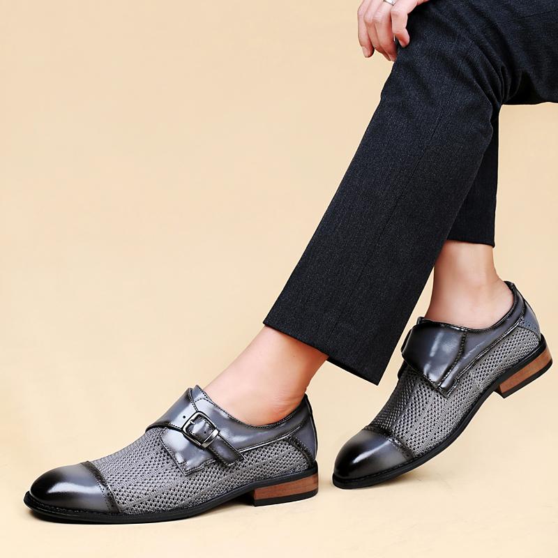 Men Loafers PU Splicing Fashionable Business Banquet Party Classic Formal Shoes