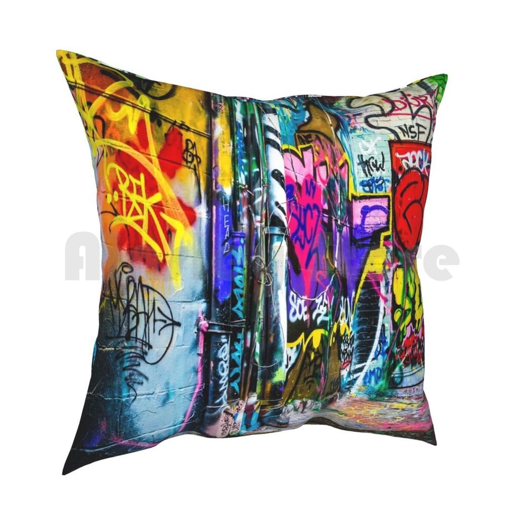 Street Art Pillow Case Printed Home Soft DIY Pillow Cover Graffiti Street Art Nature Scenic Graffiti Urban City Hip Hop