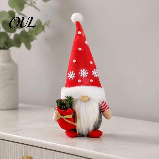 Christmas Tree Shaped Gnomes Gnome Plush Figurines, Soft Fabric Handmade Doll, Snowflake Whimsical Holiday Ornament Set And for Farmhouse Tabletop