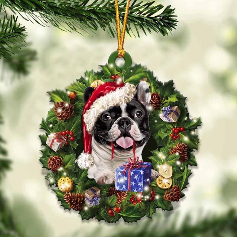 Cute Christmas Acrylic Dog Hanging Decor For Rearview Mirror And Home Spaces
