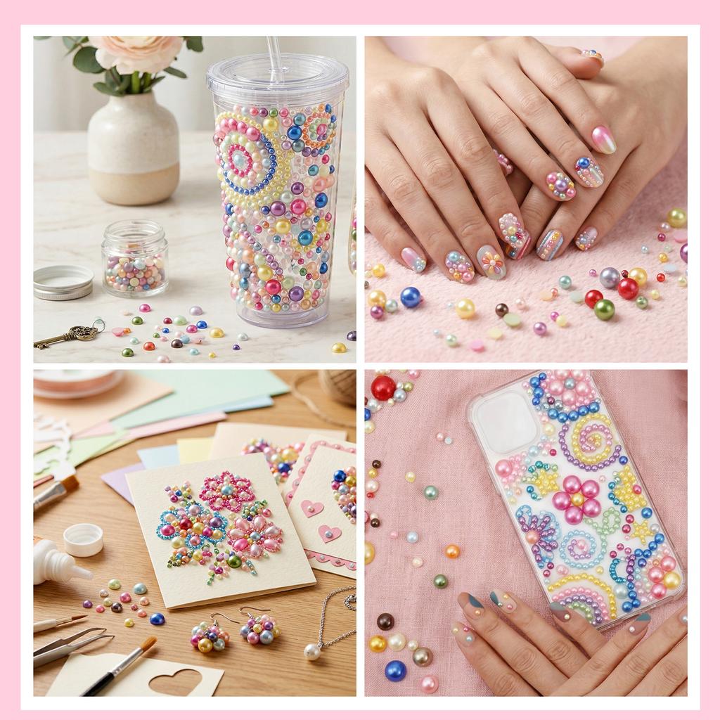 5000Pcs Flatback Imitation Pearls Nail Art Charms 28 Colors Half Round Imitation Pearls Beads for Nails Face Art Scrapbooking