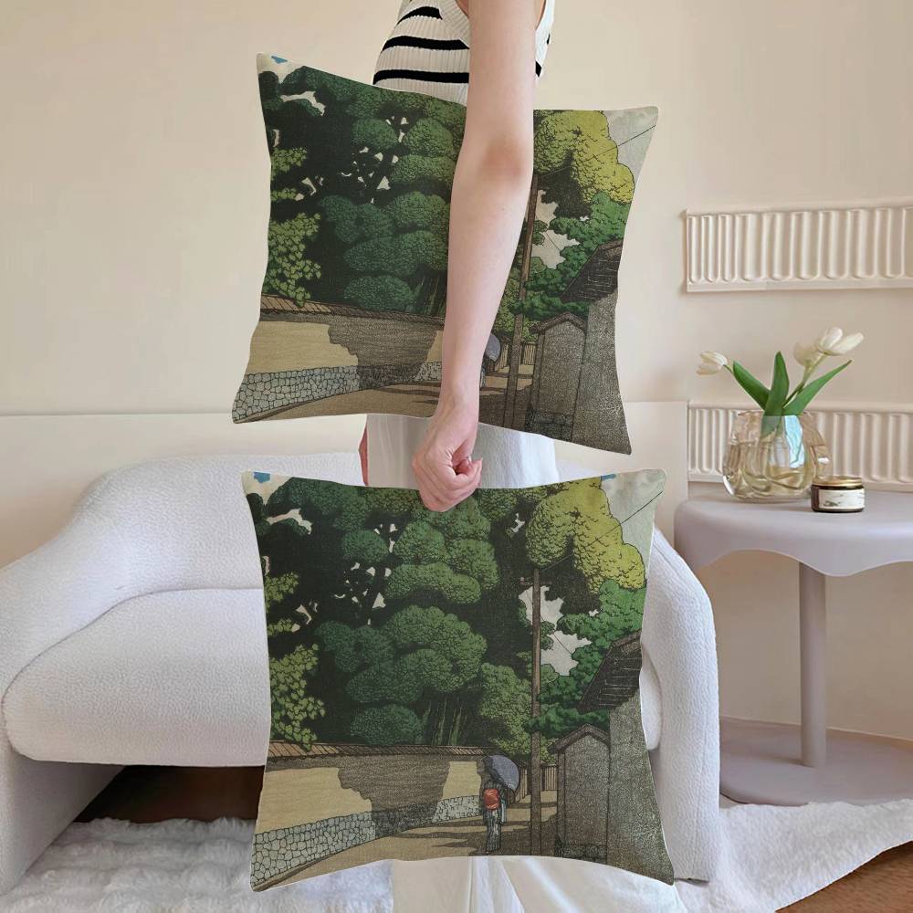 Hasui Kawase Povlak na polštář Dekorativní povlaky na polštáře na pohovku a do obývacího pokoje Prachotěsné a odolné proti roztočům Neviditelný zip