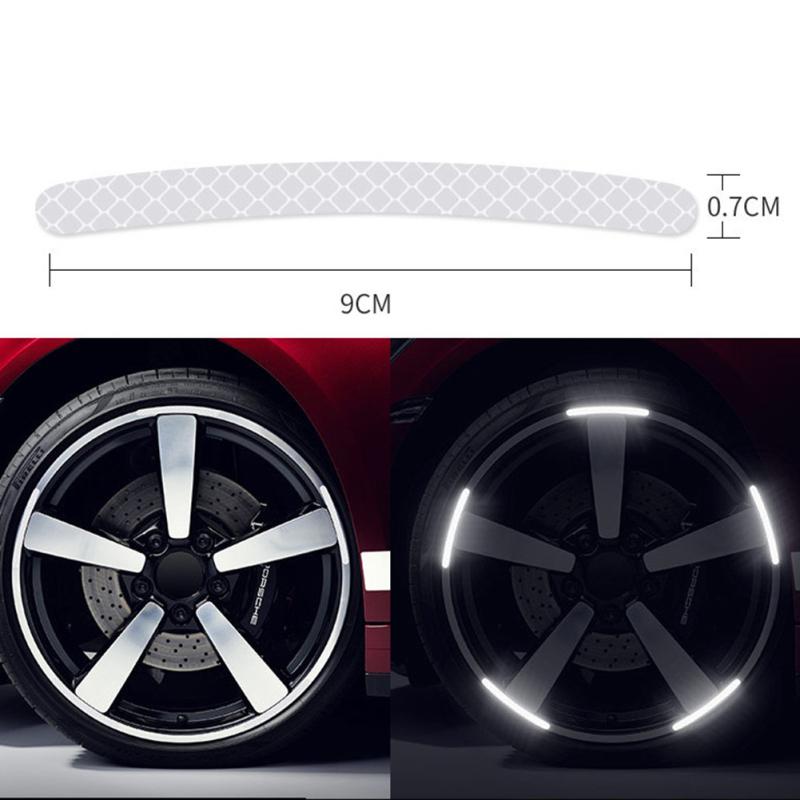 20pcs Car Wheel Hub Reflective Sticker 3d Stereo Tire Decorative Strips Night Warning Luminous