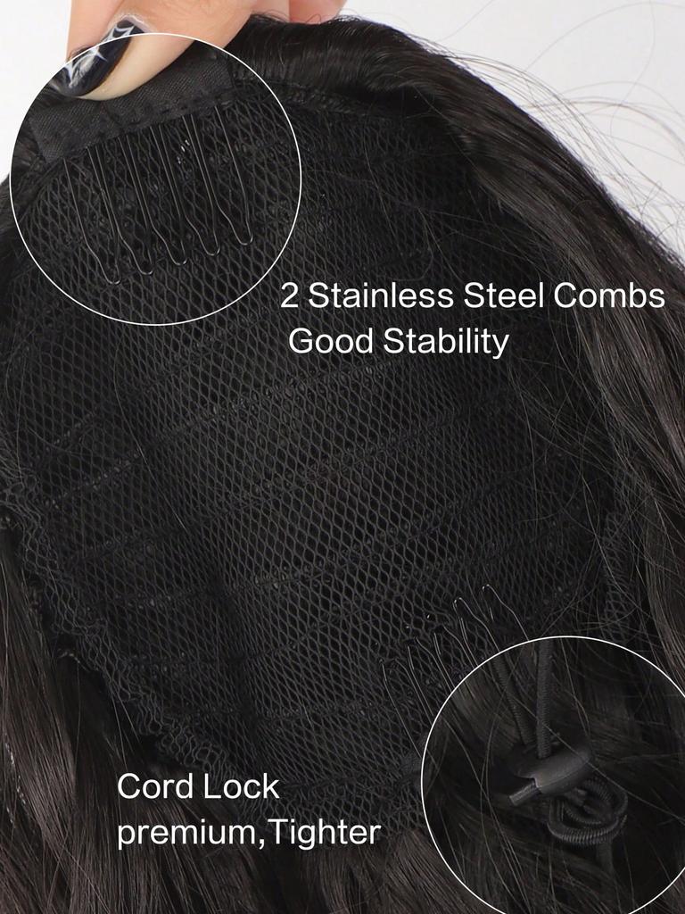 Ponytail Extension 20Inch Drawstring Ponytail Hair Extensions For Women Long Wavy Ponytail Synthetic Hairpiece For Women Daily Use