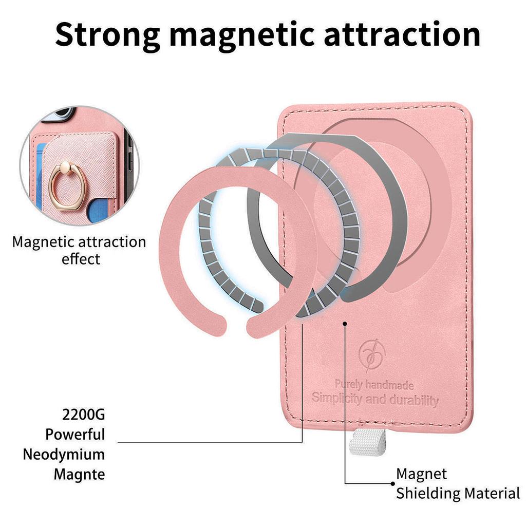Pro iPhone 16e Pouzdro Kroužkový Stojánek Kůže+TPU+PC Kryt na Telefon Odnímatelný Držák na Karty