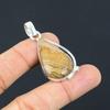 Pear Picture Jasper Gemstone Unique Daughter Anniversary Pendant Sterling Silver