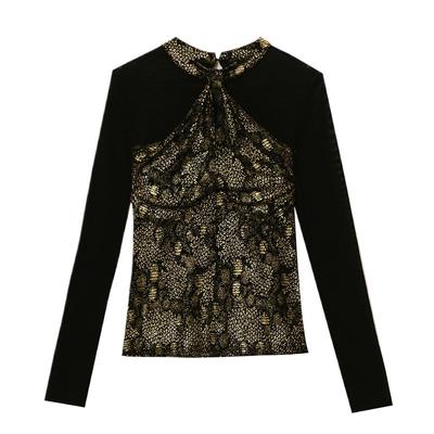 Tricou din plasă cu gât rotic pe jumătate pentru femei în timpul iernii Lenjerie de corp în stil nou Top Cămașă subțire cu bază subțire