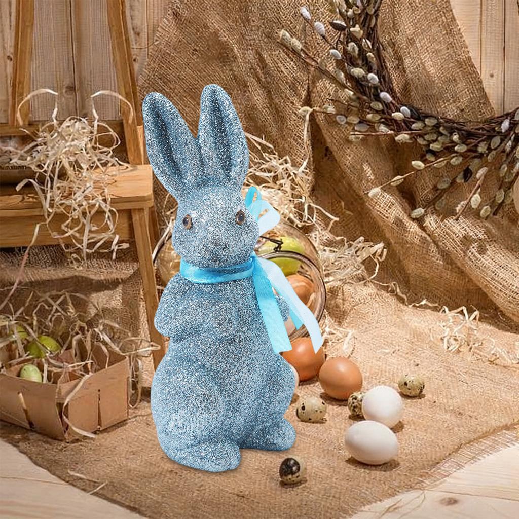 Easter Glitter Colorful Bunny Figurine, Creative Foam Simulation Home Decor,  Bunny With Bow