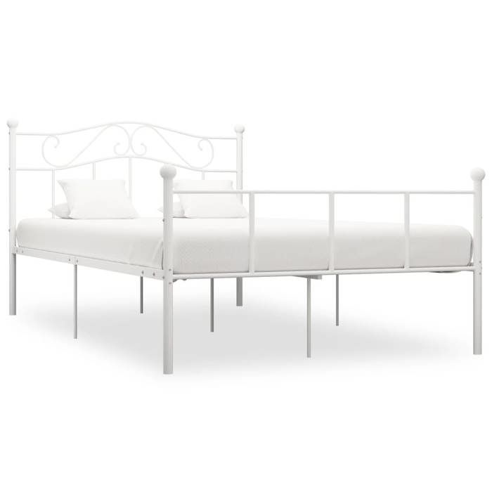 Cadre de lit - Maison Exclusive - Métal blanc - 160x200 cm - Tête de lit incluse - 2 places