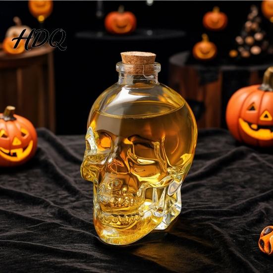 Contenitore per Vino alla Frutta a Forma di Teschio Decanter in Vetro Bottiglia Whiskey Gotica 3D con Tappo Unico Tappo Regalo Dispenser Liquori Novità per