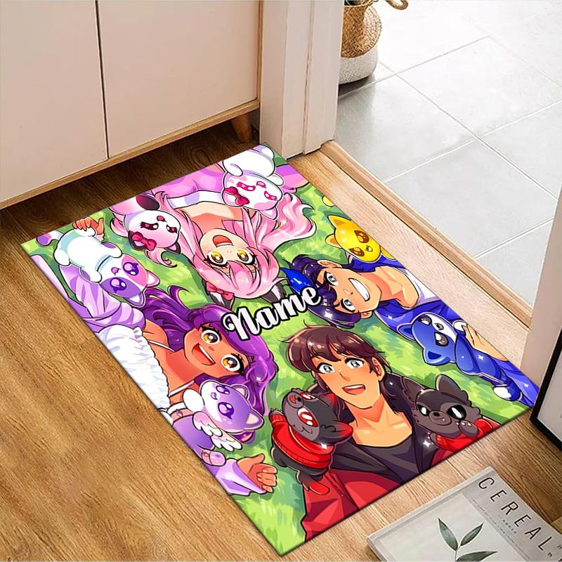 Custom Name Fantasy Friends Aph-mau World Rug Game Carpet, Floor Mat for Bedroom Living Room Entryway Rug,Home Decor Idea Gift for Christmas birthday