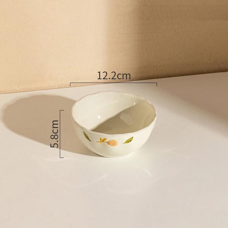 

Изысканные маленькие цветы Керамические тарелки Легкая роскошная ресторанная салатница Домашняя вкусная посуда Супницы Креативная посуда