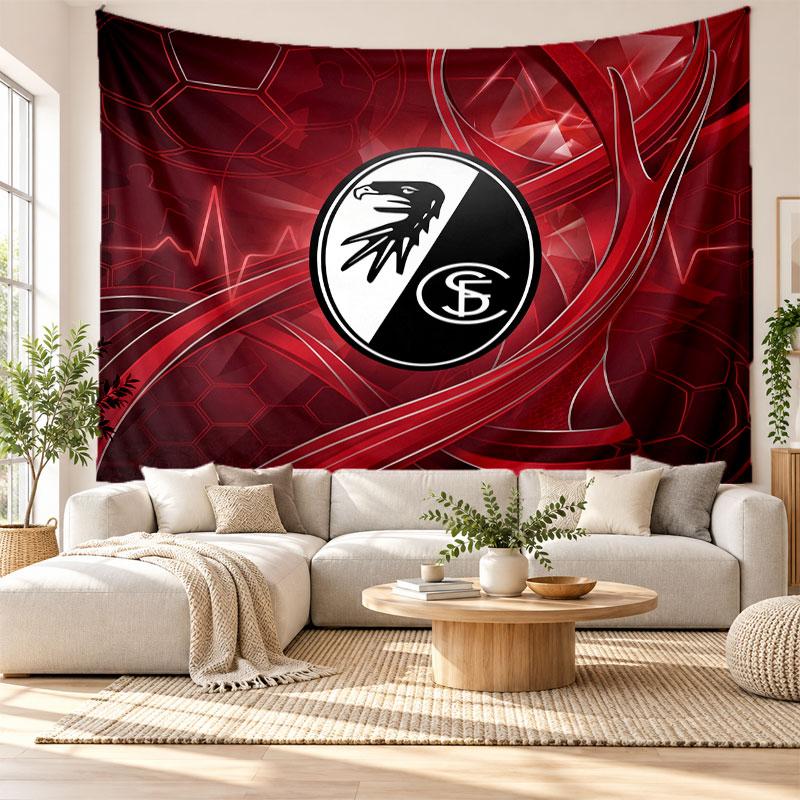 SC Freiburg FC Wall Tapestry, Soft Fabric Wall Hanging, Decorative Backdrop For Bedroom Home Wall Art