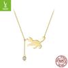 Fashion Cute Kitten S925 Sterling Silver Lady, Niche Design Naughty Cat Collarbone Chain Jewelry
